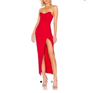 Revolve Superdown Ryleigh Strapless Maxi Dress in Red